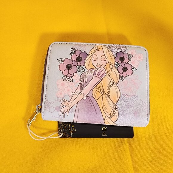 Loungefly Disney Princess Tangled Rapunzel Pastel Flowers Mini Zipper Wallet NEW - Picture 7 of 12